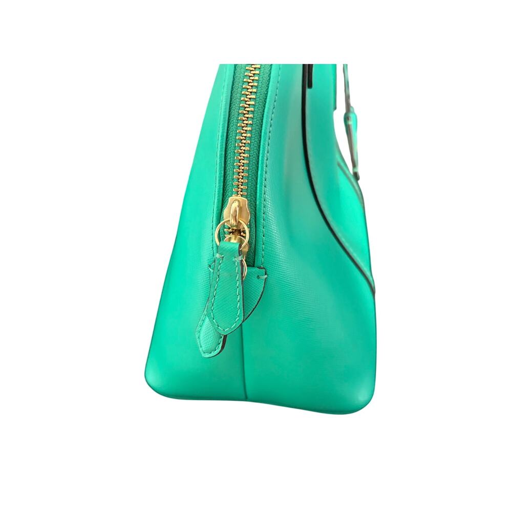Coach F21907 Saffiano Leather Dome Satchel Turquoise Green Top Handle Handbag - Picture 5 of 16